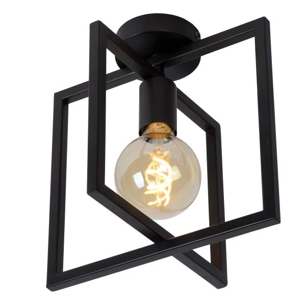 Lucide LUUK - Flush ceiling light - 1xE27 - Black - detail 4